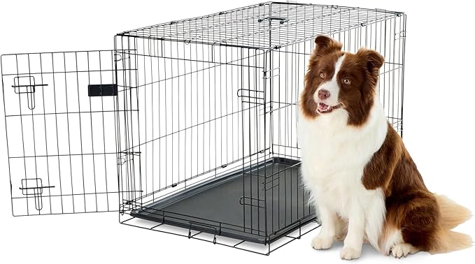 Carlson Pet Products Single Door Metal Dog Crate, Intermediate 36" Dog Crate for Medium to Large Dogs, Foldable Collapsible Dog Kennel with Removable Tray, Portable Wire Dog Cage for Training & Travel