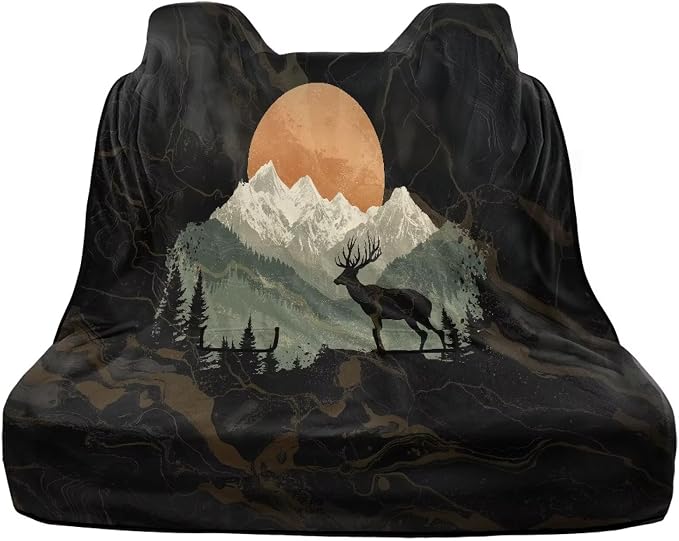 Renewold Dog Car Back Seat Covers Car Rear Bench Towel Seat Covers for Dogs Cats Universal Fit Most SUV Van Sedan Truck Blanket Pads for Running Gym Swimming Mountain Deer Camping Mat