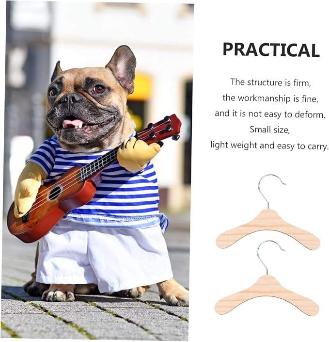ABOOFAN 10pcs Pet Clothes Hangers Small Wooden Dog Clothes Rack Portable Lightweight Organizer for Cats and Dogs