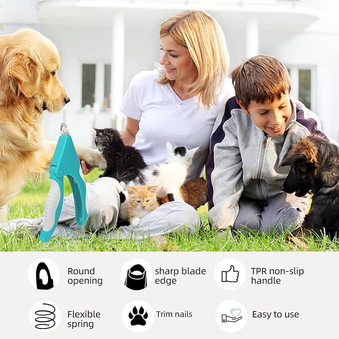 Teal Cat Nail Clipper with Safety Guard Plier Style Cat Claw Clippers Heavy-Duty Dog Nail Clippers Professional Pet Nail Trimmers for Small Medium Large Dogs and Cats with Thick Nails