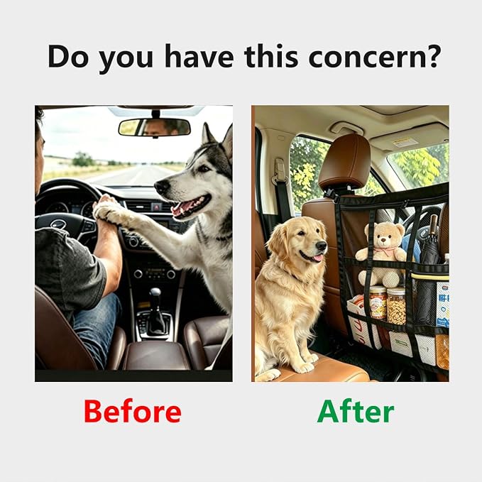 Dog Barrier for VW Caddy 2003-2020 Pet Travel Net | Car Dog Safety Protection | Back Seat Divider | Breathable Mesh | Adjustable Strap | Vehicle Organizer | Outdoor Adventures