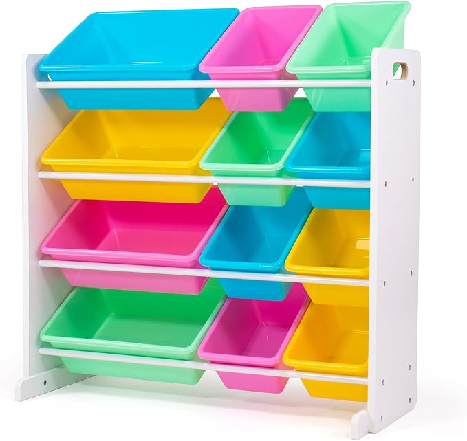 Humble Crew Kids Toy Organizer with 12 Bins, 4 Tier Storage for Playroom