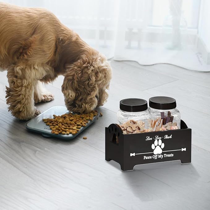 Dog Treat Container - Wooden Puppy Cookie Holder, Wooden Pet Food Holder Organizer | Multifunctional Airtight Dog Food Storage Container, Cat Cookie Jar, Dog Stuff Organizer For Dog, Cat PET OWNERrr