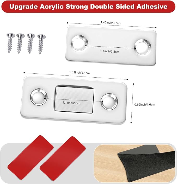Cabinet Magnetic Catch 18 Pack Ultra Thin Cabinet Door Magnetic Catch for Drawer Magnet Adhesive Cabinet Latch Magnetic Closures for Sliding Door Closure Kitchen Closet Closer