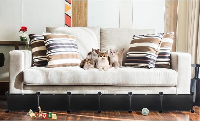 Under Couch Blocker, 6.7" H x 83" L in Total Couch Blockers for Pets, Adjustable Under The Couch Blocker Prevents Pets Under Furniture, Black