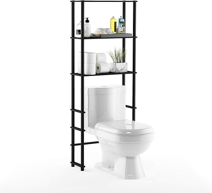 3-Shelf Over The Toilet Organizer, Toolless Assembly Space Saver Bathroom Shelf, Freestanding Over The Toilet Storage, for Bathroom Organizers and Storage, Espresso