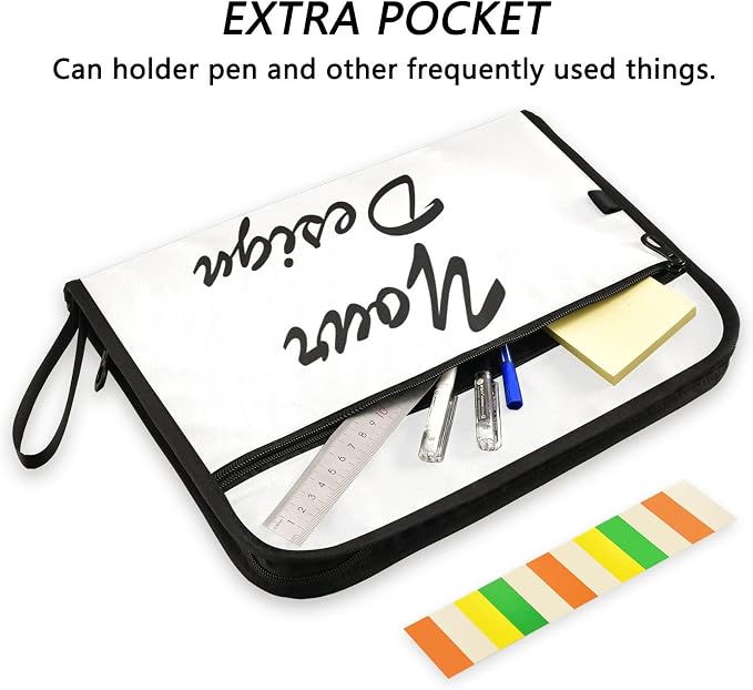 13 Pocket Zipper Expanding File Folder A4 Custom Design | Accordion File Organizer with Front Pouch A4 Letter Size Portable Folders for Documents Receipt School Office Supplies