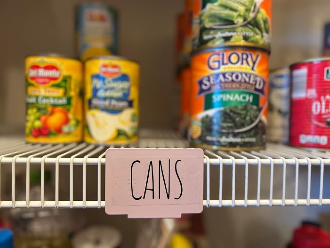 Hygge & Sage: Metal Non-Slip Basket Labels Clip On for Storage Bins, or Wire Racks | Includes 8 Labels, 8 Non-Slip Pads and 2 Free Markers (Pink)