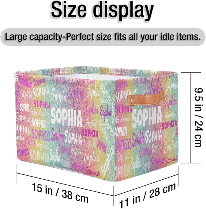 Custom Storage Basket, Colorful Bling Sequins Glitters Pink Yellow | Organizing Boys Girls Pets Toys Closet Shelf Clothes Books