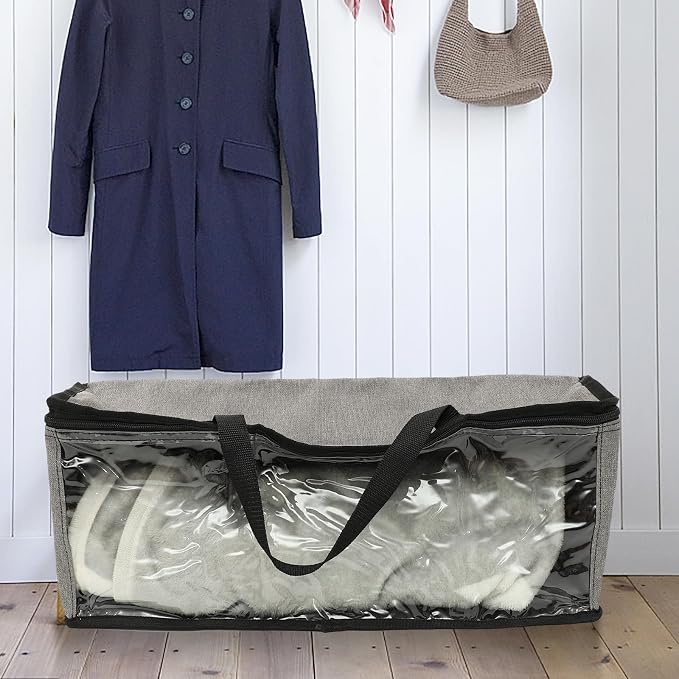 Large Capacity Baseball Cap Storage Bag with Portable Handles and Two-way Zippers, Oxford Cloth and Pvc Hat Organizer