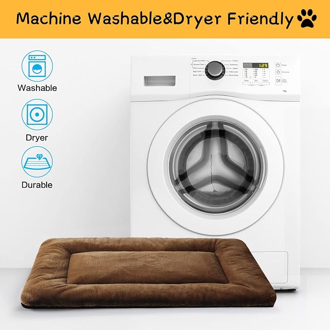 VERZEY Dog Crate Pad Washable Dog Bed for Crate Medium Mat 30-Inch Brown | Ultra Soft Kennel Pad,Anti-Slip Bottom,Fits for Most Metal Crates,Comfortable Sleeping Pet Mat