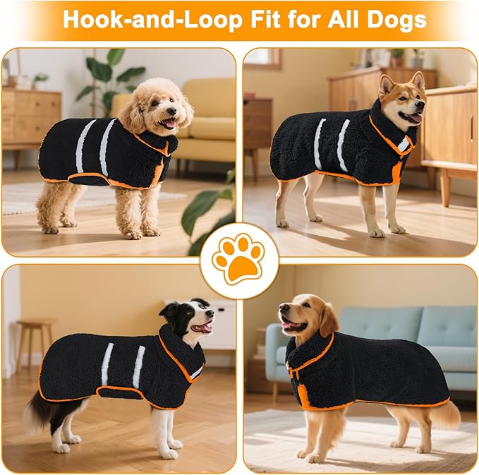 Dog Bathrobe Super Absorbent Dog Towels Large Quick Drying Robes for After Bath Soft Adjustable Warm Keeping Dogs Towel(S-XXL)