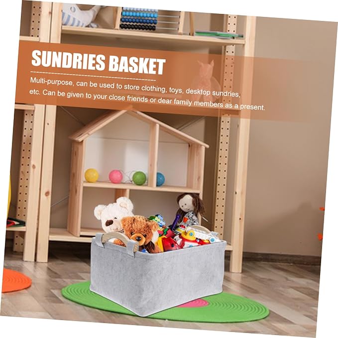 Toyvian Sundries Storage Organizer Bin Portable Handle Stylish Container for Pet Toys Clothing and Decorative Storage for Home and Office