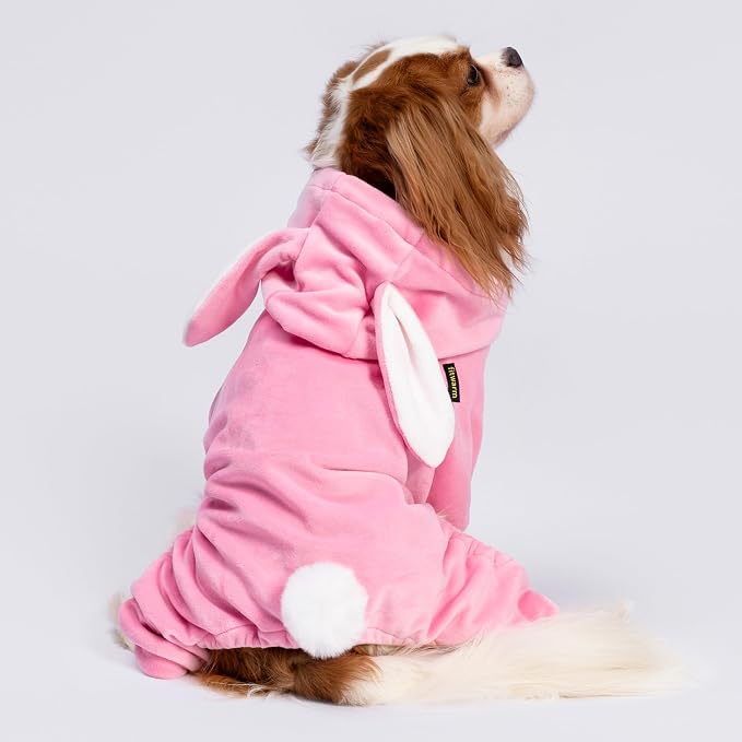 Fitwarm Dog Halloween Bunny Costumes, Funny Dog Hooded Pajamas, Doggy Clothes for Small Dogs Boy Girl, Pet Apparel, Pink, White, Small