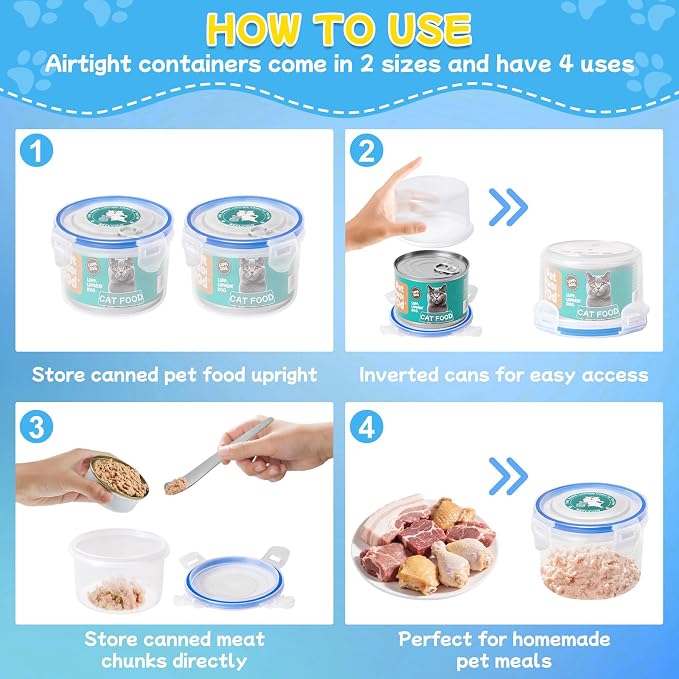 REFLYING Canned Cat Food Storage Lids Reusable Airtight Can Cover | Reusable airtight cat food can lids,Keeps wet food fresh,eliminates odor,Includes SUS 304 spoon and can opener