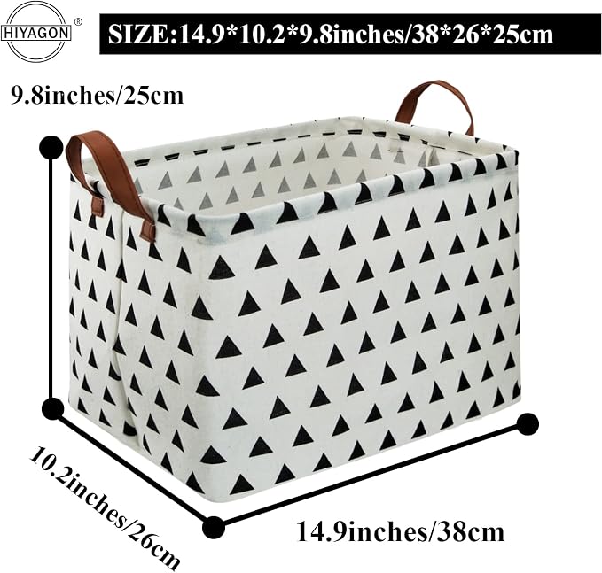 Rectangular Storage Box Basket for Baby, Kids or Pets - Fabric Collapsible Storage Bin for Organizing Toys,Nursery Basket,Clothing,Books, Gift Baskets (triangle)