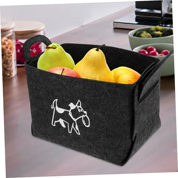 Felt Dog Toy Storage Organizer and Wear-resistant Felt Basket with Handle for Pet Toys and Household Items Color