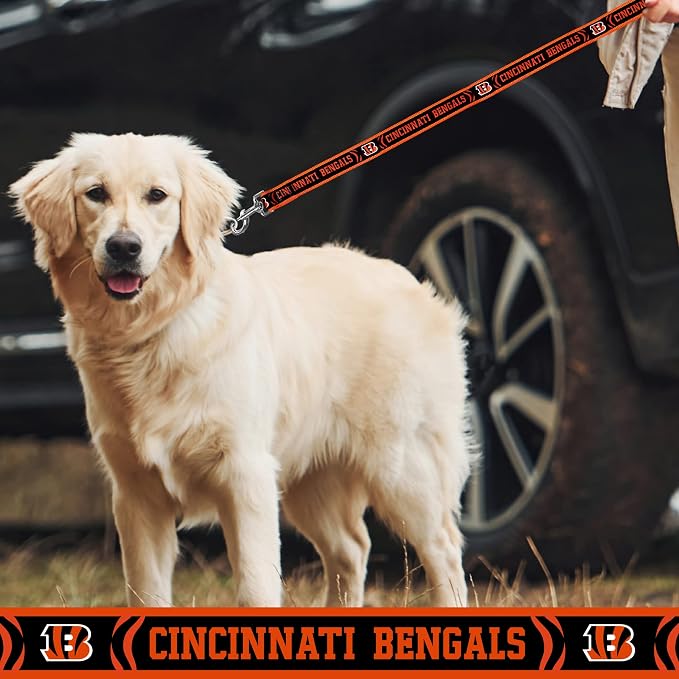 NFL PET Cincinnati Bengals Dog Leash, Large Football Team Leash for Dogs & Cats - Shiny & Colorful, Licensed by The NFL