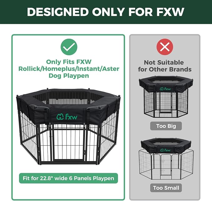 FXW Mesh Top Cover for 24" H 6-Panel Dog Playpen, Hexagon | Helps Deter Jump-Outs, Tear-Resistant, Quick Setup, Compact Storage, Fits FXW Only, Playpen Not Included