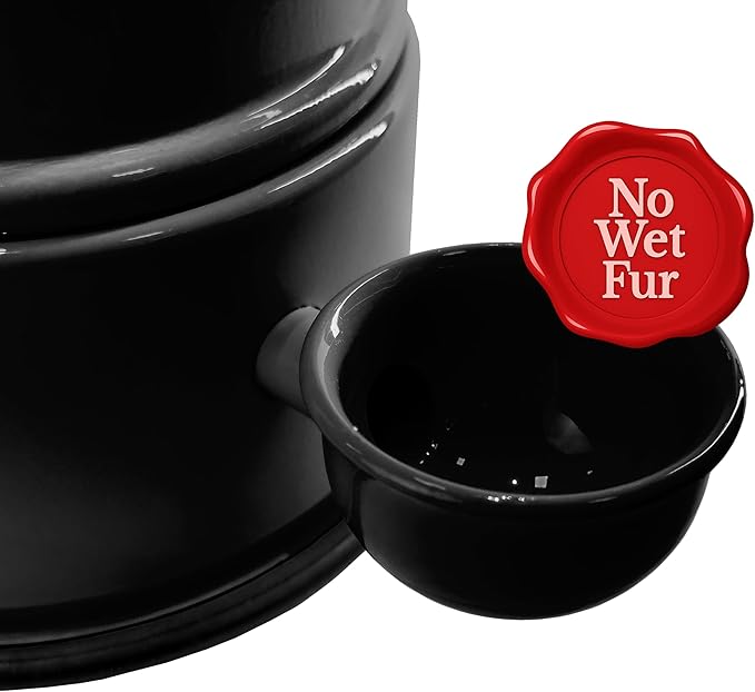 Pet Water Dispenser for Dogs and Cats, 47.3 oz – Gravity-Fed Aluminum Water Bowl, Prevents Wet Fur, Provides Continuous Fresh Water, Electrostatic Coated Finish, Vida Mansa (Black)