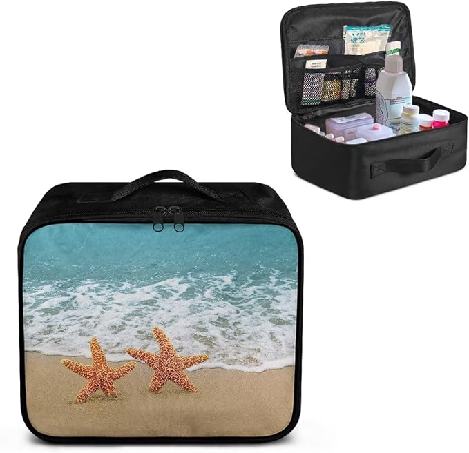 Rnyleeg First Aid Kit Bag for Car First Aid Kit for Home Travel Medicine Pouch Organizer Holiday Emergency Medical Kit Beach Starfish Print