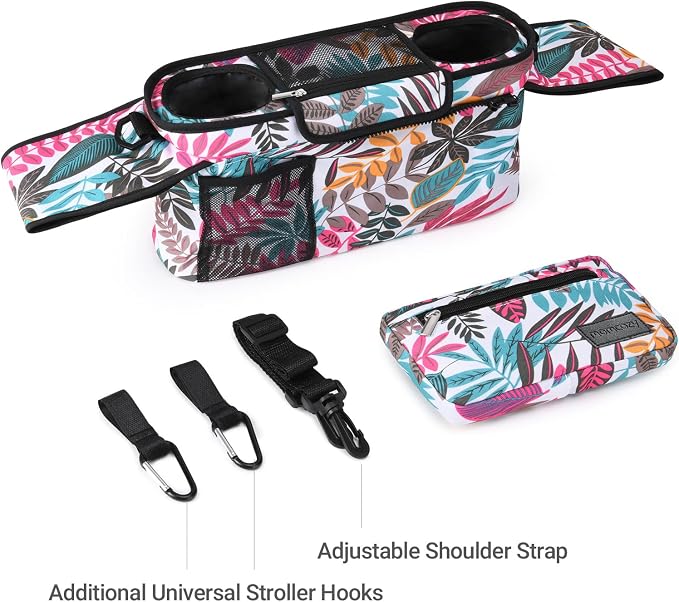 Momcozy Universal Stroller Organizer with Insulated Cup Holder | Detachable Phone Bag and Shoulder Strap, Fits for Uppababy, Baby Jogger, Britax, BOB, Umbrella, and Pet Strollers