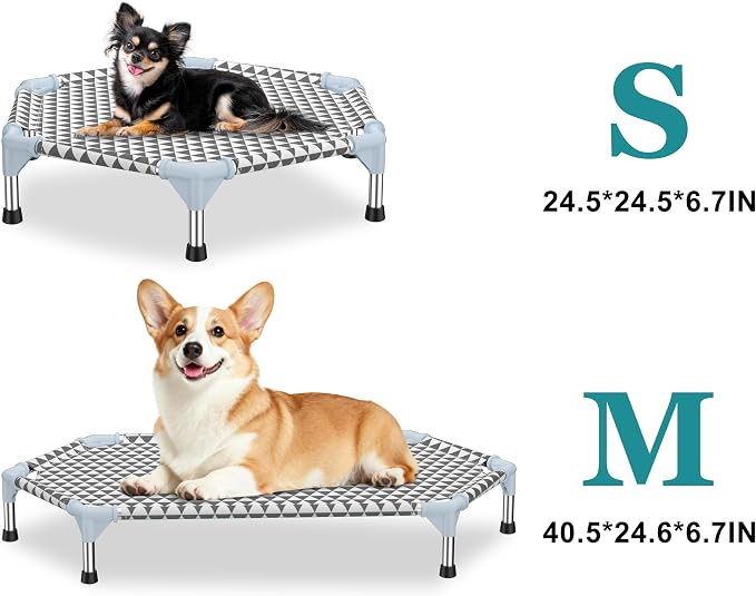 Kuntrust Elevated Outdoor Dog Bed (6 Sided Medium, Triangle)