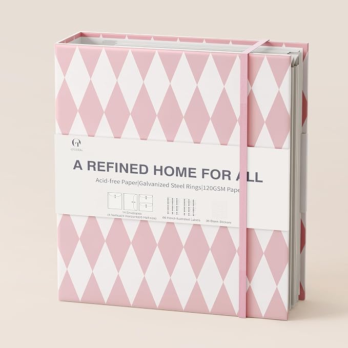 Oterri Premium Emergency Document Organizer for Families, Estate Planning Binder with Labels & Envelopes for Important Papers, Passports, Birth Certificates (Pink, Large)