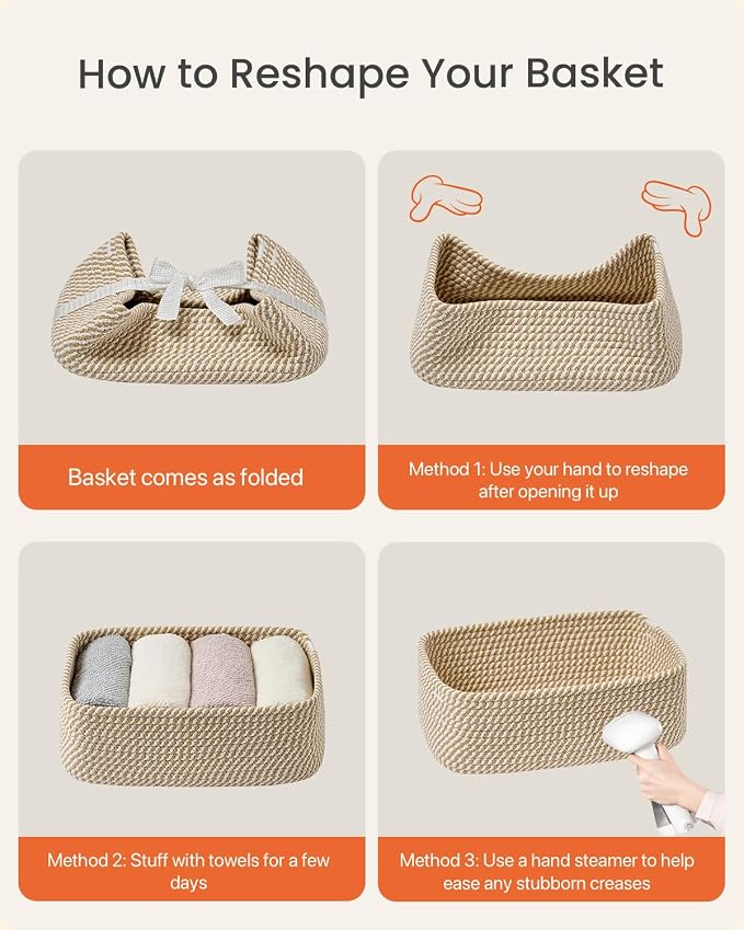 KALLAX Small Woven Storage Basket for Organizing, 12 x 8 x 4.5 inch, 3 Pack | Shelf baskets for closet organization, toy storage and home decor, Perfect as empty gift baskets for holidays, Brown