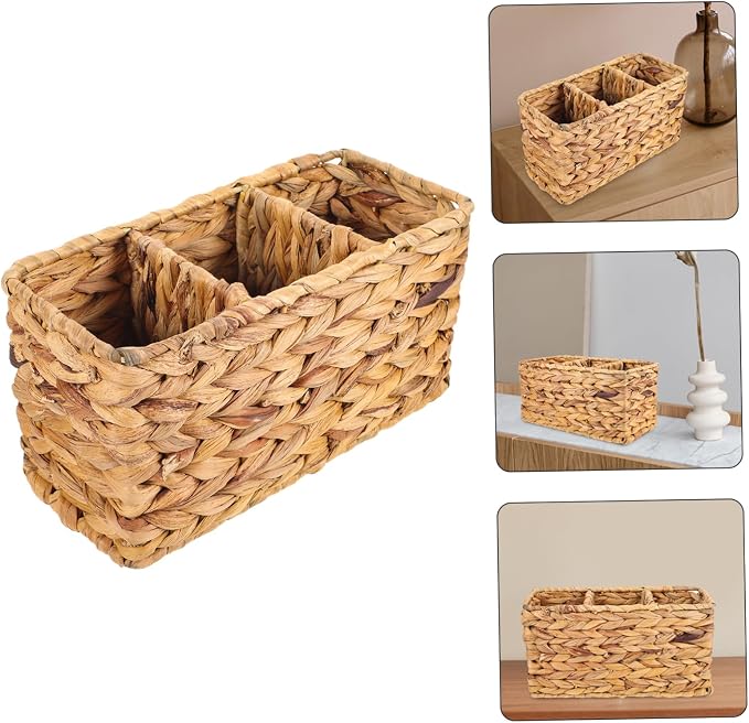 ABOOFAN Woven Storage Basket Decorative Organizer for Bathroom Bedroom and Office Rattan Design for Toiletries Household Items and Pet Toys