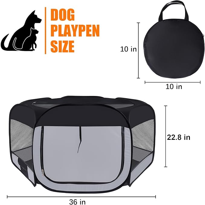 Puppy Dog Playpen Indoor, Kitten Cat Playpen,Pet Play Pen,Cat Crate(Grey,M) | Portable Dog Playpen, Puppy Dog Cat Play Pen for Indoors Kitten Playpen, Collapsible Small Cats Crate Cage for Small Dogs