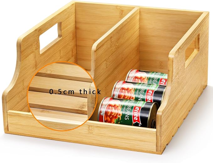 Yesland Bamboo Soda Can Organizers, Can Holder and Drink Dispenser for Kitchen, Countertop, Pantry Organizer Bins for Soda, Pop, Drinks, Beer, Water Bottles, Holds 26-28 Cans