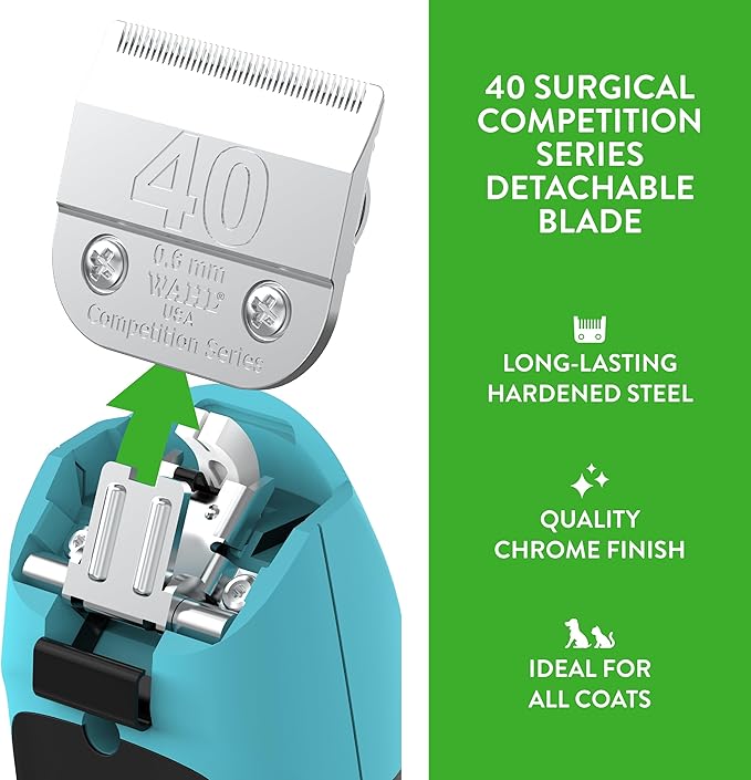 Wahl Professional Animal 40 Surgical Competition Series Detachable Blade with 3/128-Inch Cut Length (2352-100), Steel