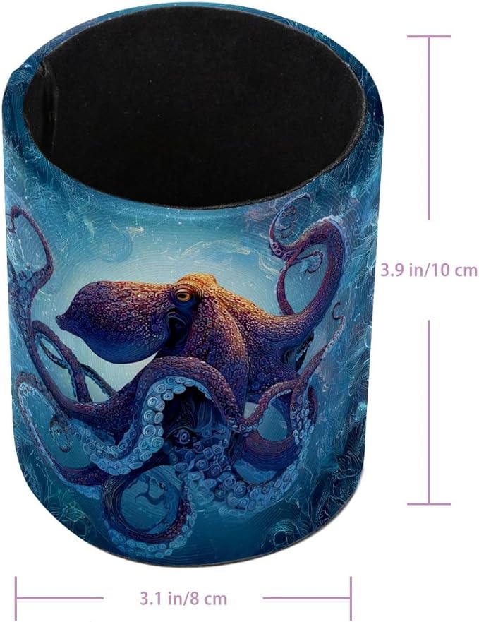 Faux Leather Pen Holder for Desk, Pencil Organizer octopus Pen Cup Desk Decor Makeup Brush Holder Storage for Office Home