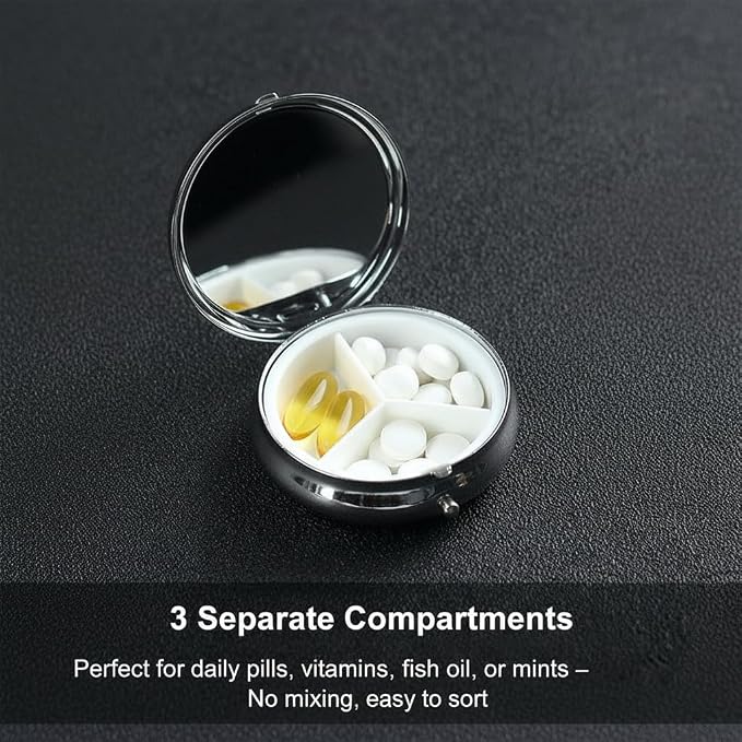 Yorkie Dog Small Box for Pill,3 Compartment Pill Case Travel Medicine,Portable Pocket or Purse Pill Organizer Container Holder Hold Vitamins, Medication, Fish Oil Supplements