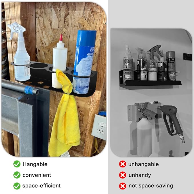 4 Spray Bottle Holder Wall Mount Hangable Space-efficient Spray Can Holder Wall Mount Spray Bottle Hanger for Universal for Garage and Home
