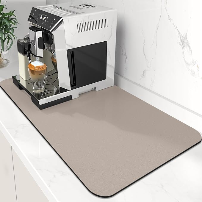 Coffee Mat Super Absorbent Dish Drying Mat Coffee Bar Mat 16"x 24", Khaki