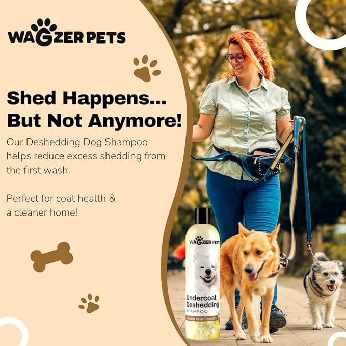 Wagzer Highly Concentrated 16oz Dog Shampoo | Makes up to 3.2 Gallons | Coconut-Based with Vitamin E, Omega 3 & 6 | Nourishes Coat, Reduces Excess Shedding | Made in USA for All Dog Breeds