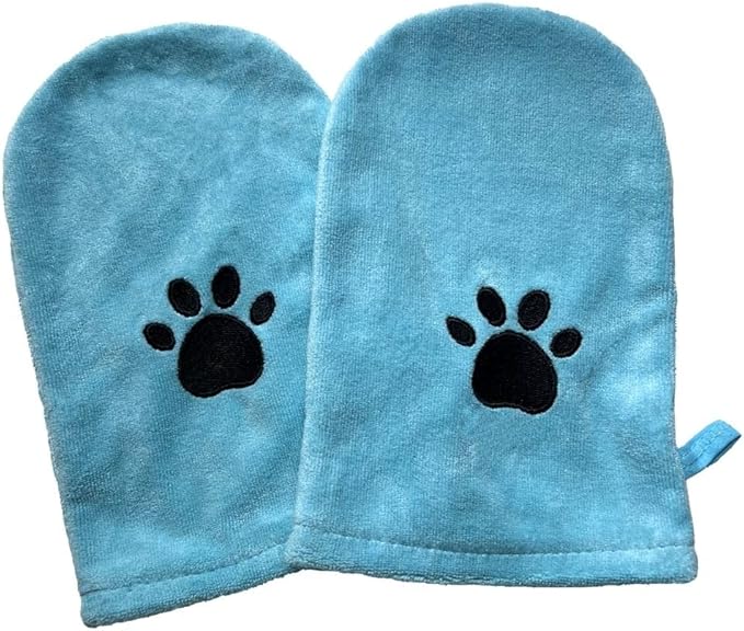 Penny & Niko Microfiber Pet Towel Mitts - Paw Cleaning and Drying Mitts/Gloves for Dogs and Cats (Sky Blue, Standard - 2 Pack)