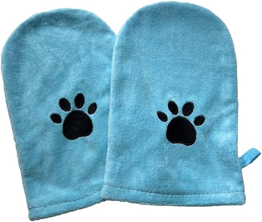 Penny & Niko Microfiber Pet Towel Mitts - Paw Cleaning and Drying Mitts/Gloves for Dogs and Cats (Sky Blue, Standard - 2 Pack)