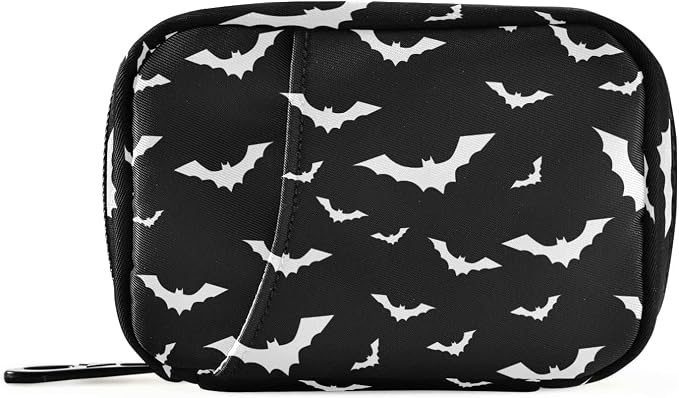 Halloween Bats Pill Case Portable Weekly Pill Box Bag Container 7 Days Pill Organizer Vitamin Supplement Holder with Zipper for Travel Family Business