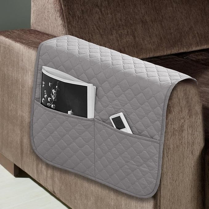 Couch Organizer Armrest Comfortable Anti-Slip Waterproof | Recliner Arm Protector for Books Tablet Phone TV Remote Cellphone Book Phones Pets Chocolate Remote Control Snack