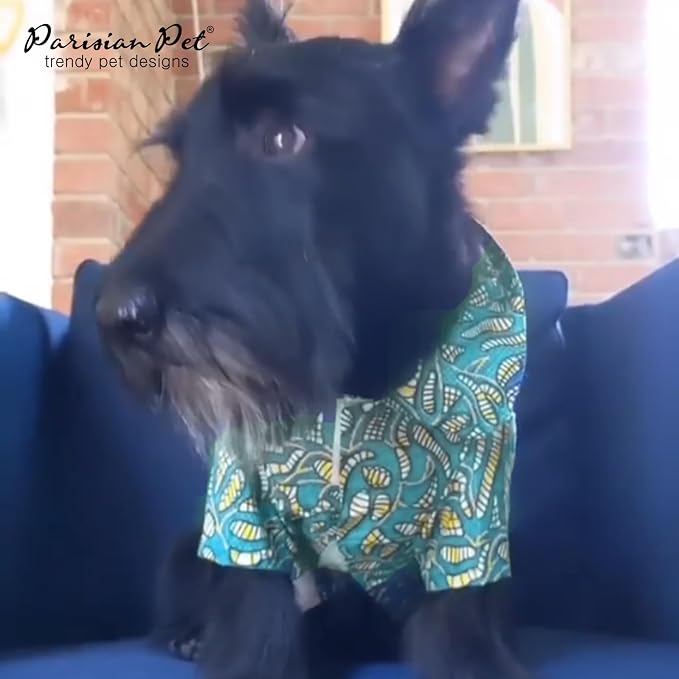 Parisian Pet Tribal Dog Shirt - Cotton Clothes for Small Dogs - Stylish Tropical Dog Outfit - Lightweight and Soft Puppy Clothes - Trendy Tshirts for Dogs - Comfortable Summer Camp Pet Apparel