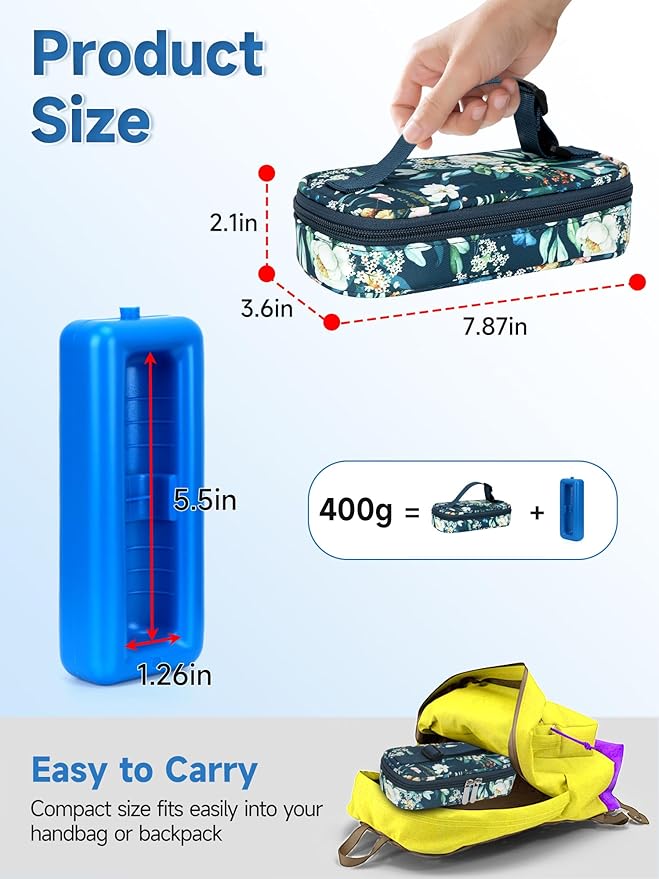 YOUSHARES Peptide Vials Cooler Travel Case - TSA Approved | Diabetic Insulin Vial Cooling Bag , Protective Ice Brick, Refrigerated Diabetes Supplies Organizer,GLP-1 Medication Storage