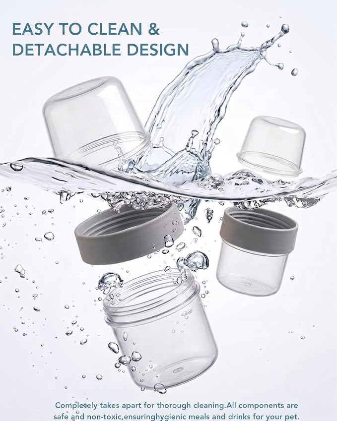 Portable Pet Travel Water Bottle and Food Container - 2-in-1 Detachable Dog Travel Cup for Walking, Hiking and Traveling - Leak-Proof, BPA Free & Food Grade Safety Material (Gray, Medium Size)