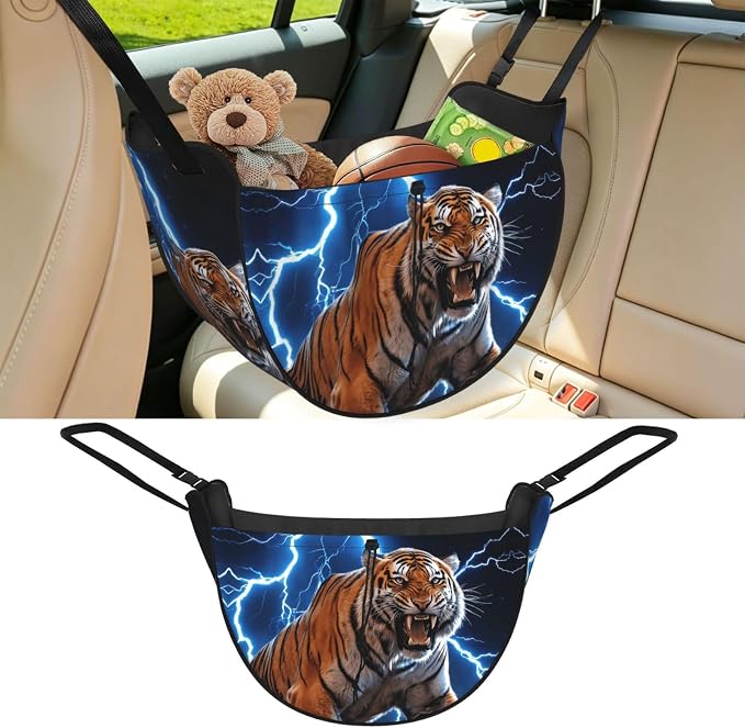 Roar Tiger Car Seat Organizer-Backseat Storage Bag for Travel | Waterproof Durable. Holds Snacks Gear Essentials. Fits Most Cars.