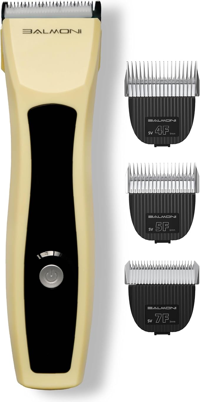 Cordless Pet Trimmer for Dogs & Cats – Rechargeable Grooming Clipper with Detachable Metal Blade, Low-Noise Motor, Supports Optional Blade Lengths (Parent) (Yellow, Blades Bundle)