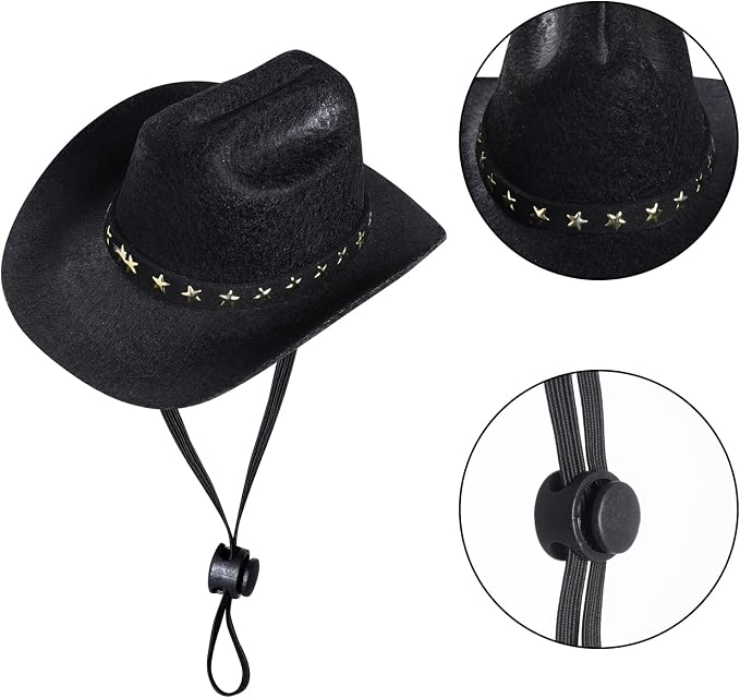 choyaxo Pet Cowboy Costume Halloween Costumes for Dogs Cat Cowboy Hat with Bandana Scarf- Black, Small