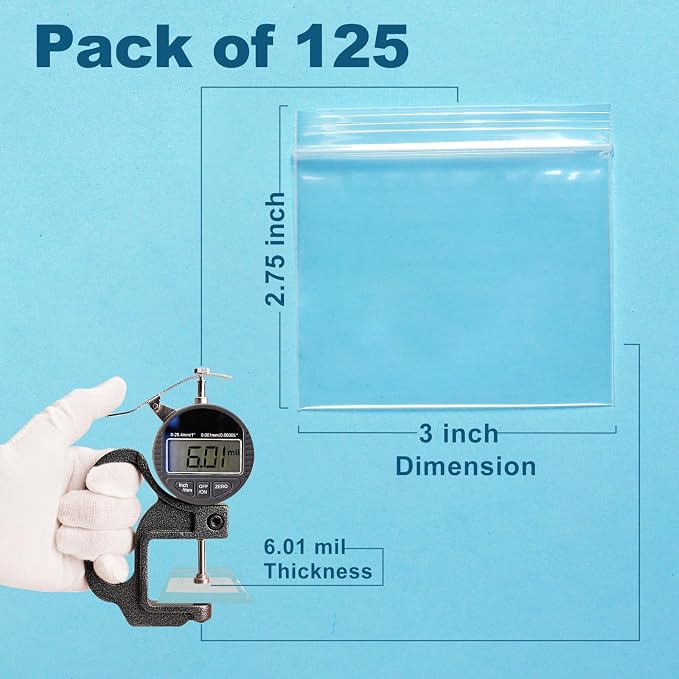 500 Packs Pill Bags 6 mil Sturdy 3x2.75 inch Pill Pouches BPA Free Seal Waterproof Handy Reusable Pill Bags for Travel Small Plastic Bags for Pill Organizer, Jewelry and Small Craft Pieces
