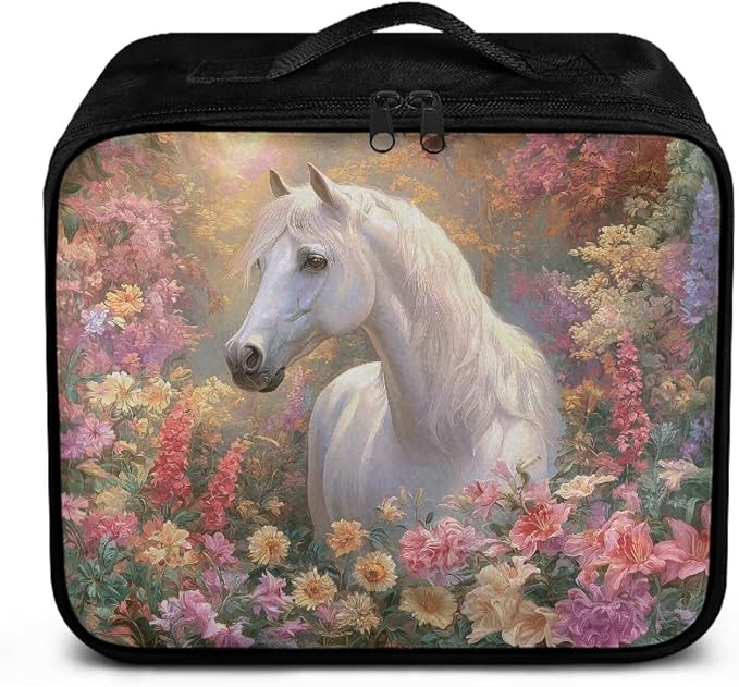 Rnyleeg Floral Horse Medical Kit for Home Portable First Aid Bag with Handle Empty First Aid Travel Kit Compact Emergency Medicine Supply Bag for Women